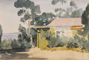 The (Old) Hut, watercolour by Lloyd Jones
