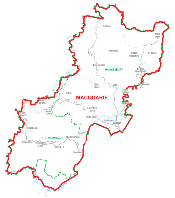 Map of the Macquarie  electorate