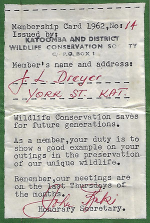 Society membership card in 1962